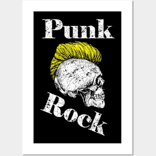 Punk Rock Iro-Skull, yellow Posters and Art